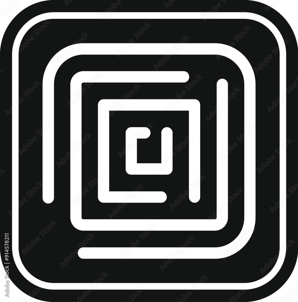 Poster abstract square shape forming a maze with a black background