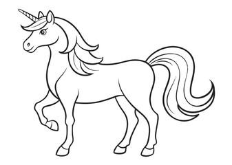 unicorn coloring page line art silhouette 