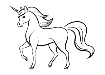 unicorn coloring page line art silhouette 