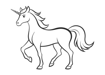 unicorn coloring page line art silhouette 