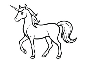 unicorn coloring page line art silhouette 