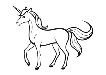 unicorn coloring page line art silhouette 