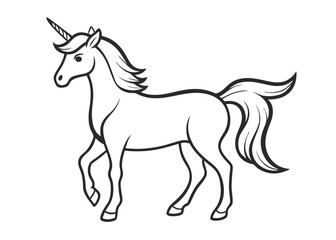 unicorn coloring page line art silhouette 