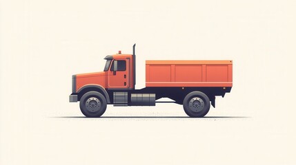 Fototapeta premium Flat design loader truck with bold, solid colors and minimal details against a muted background