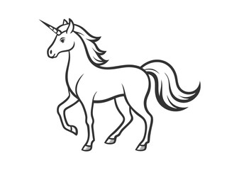 unicorn coloring page line art silhouette 