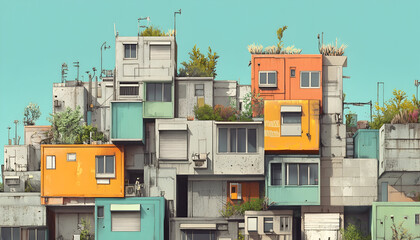 Surreal Urban Facade Illustration