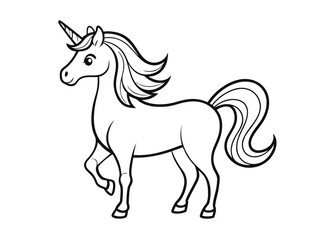 unicorn coloring page line art silhouette 