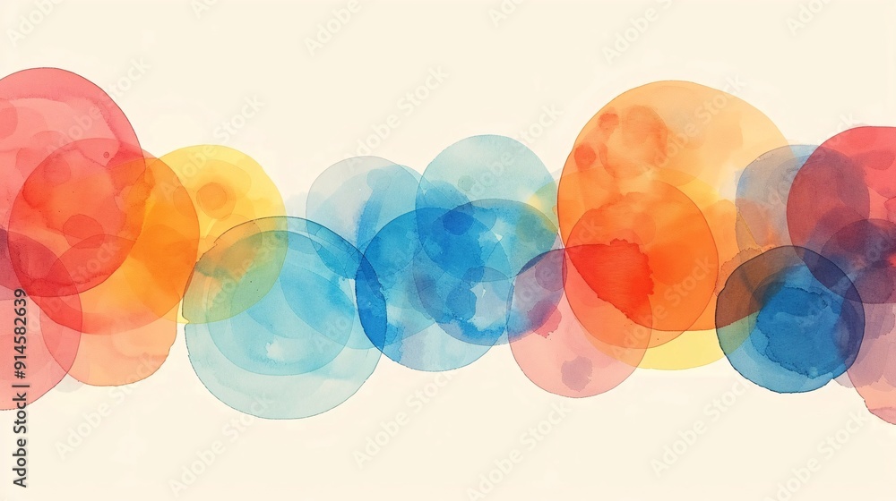 Poster A vibrant digital artwork featuring overlapping circles in different colors, creating an abstract pattern that conveys harmony and balance against a clean white background.