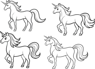unicorn coloring page line art silhouette 
