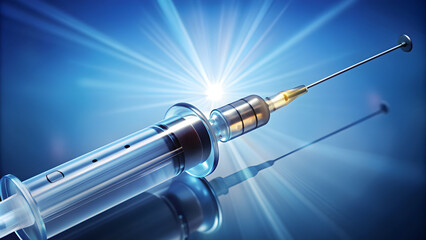 High-definition image of a syringe, illuminated from behind, highlighting innovative healthcare solutions.