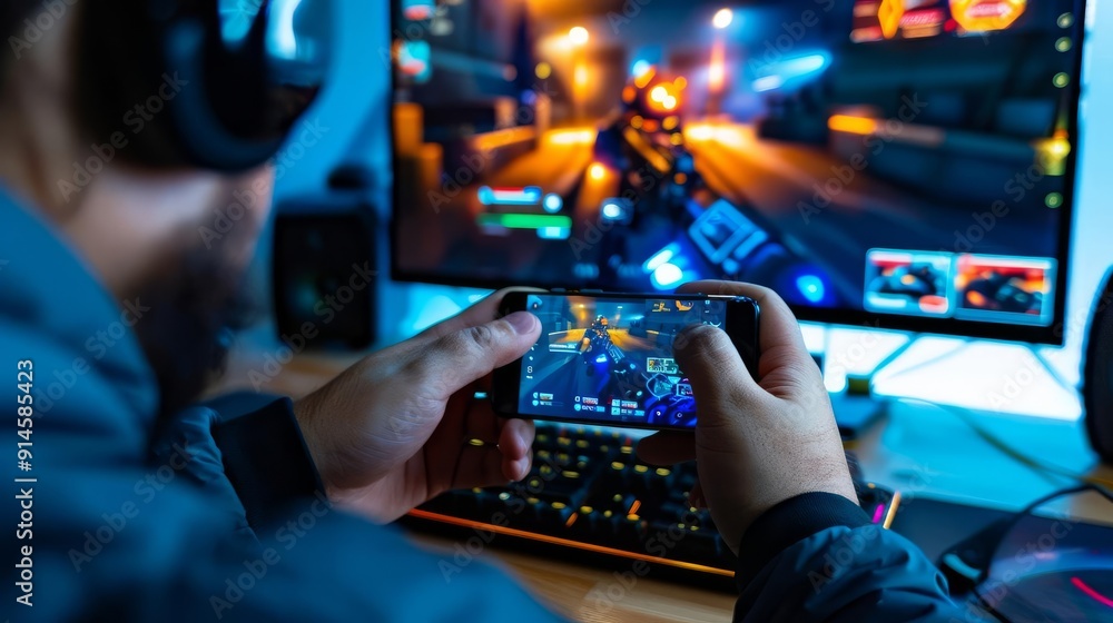 Wall mural application smartphone software developer work mobile game app smartphone