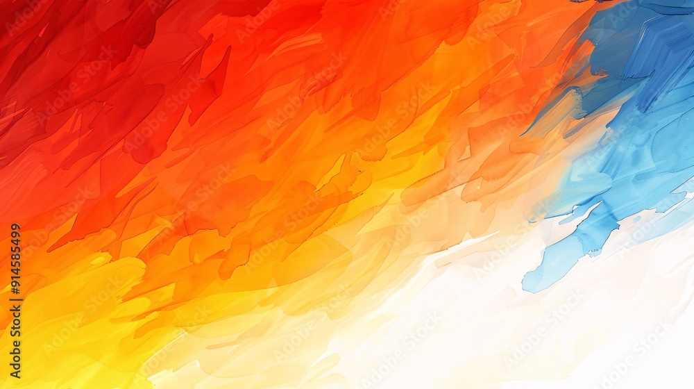 Poster this vivid abstract painting features an engaging gradient blending warm and cool colors, dynamicall