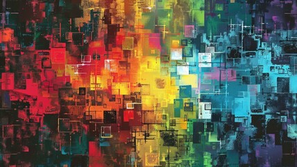 contemporary wall art with colorful and detailed pixel art poster