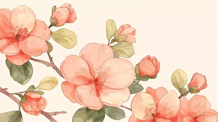 This image depicts beautiful blooming flowers in soft pastel colors, rendered delicately in a watercolor painting style, evoking feelings of tranquility and the beauty of nature.