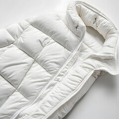 Top View of White Down Jacket Isolated on White Background