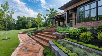 Beautiful Yard Design for a Private House. Created with Generative AI