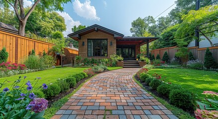 Fototapeta premium Beautiful Yard Design for a Private House. Created with Generative AI