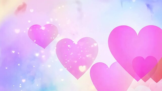 Colorful white heart wallpaper Watercolor background of Valentine's Day concept