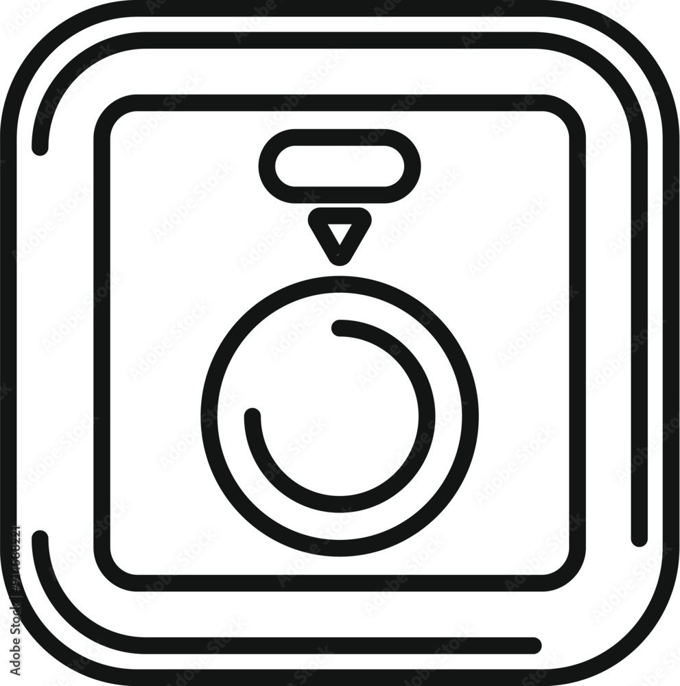 Poster black and white icon of a smart home control panel displaying a thermostat regulating the temperatur