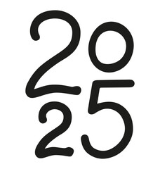 Vector 2025 year black handwriting vertical font. Illustration with lettering for calendar .Isolated typography thin text for logo design, flyer, banner, poster, planner