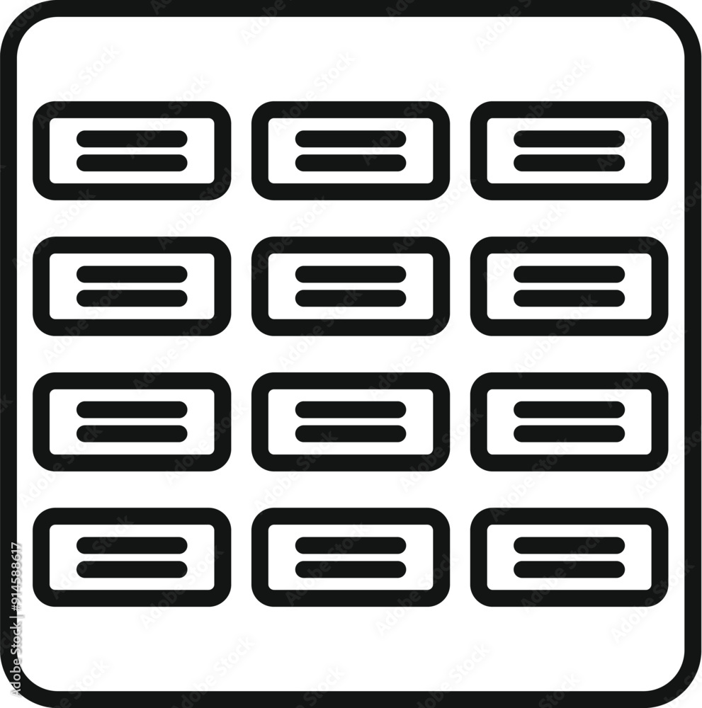 Poster simple black and white icon of a smartphone displaying multiple app icons on its screen