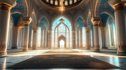 Fototapeta premium architecture design of muslim mosque ramadan kareem, islamic architecture background ramadan kareem