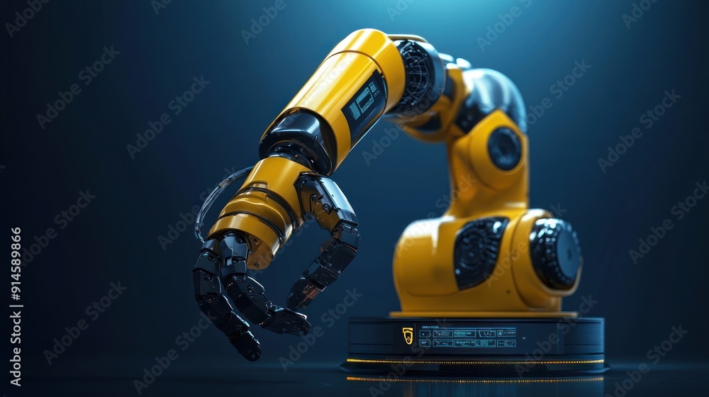 Poster robot arms for digital factory production technology showing automation manufacturing process