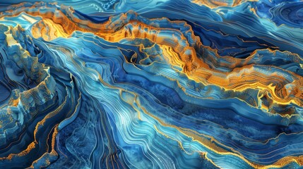 A blue and gold landscape, Chinese style