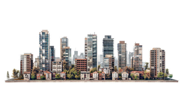 Building city neighbourhood on transparent background - Powered by Adobe