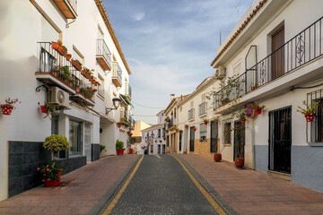 Obraz premium Fragment of the old town of the beautiful town of Estepona - a city located in southern Spain, near Malaga in Andalusia. The photo was taken on June 07, 2024