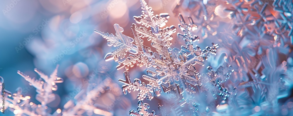 Poster abstract snowflakes with intricate patterns, 4k hyperrealistic photo