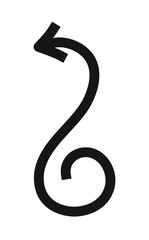 Hand drawn black wavy arrow on white background