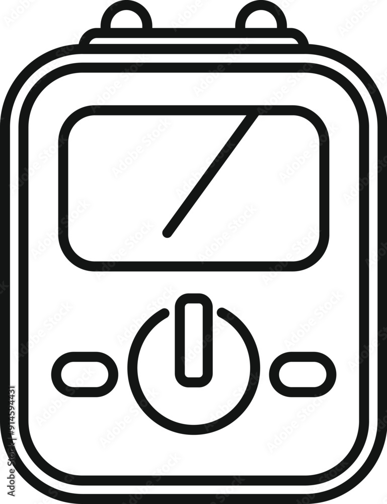 Poster digital multimeter is measuring electrical current with display showing the result of measurement