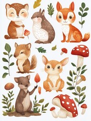 Cute Forest Critters Illustration
