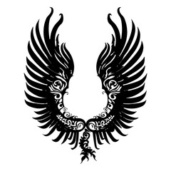 Obraz premium Vintage-Style Angel Wings and Bird Feather Vector Illustrations: Hand-Drawn Black & White Tattoo Designs