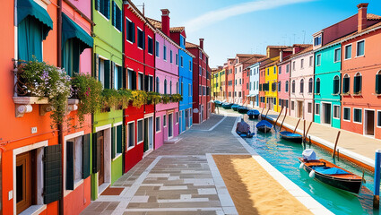Burano, unique landscape, Venice, houses, colors, sea, Italy