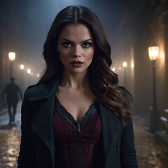 a woman with brunette hair