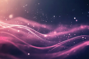 Obraz premium Abstract waves of pink light flow across a dark background, creating a dreamy, ethereal effect with sparkling particles scattered throughout