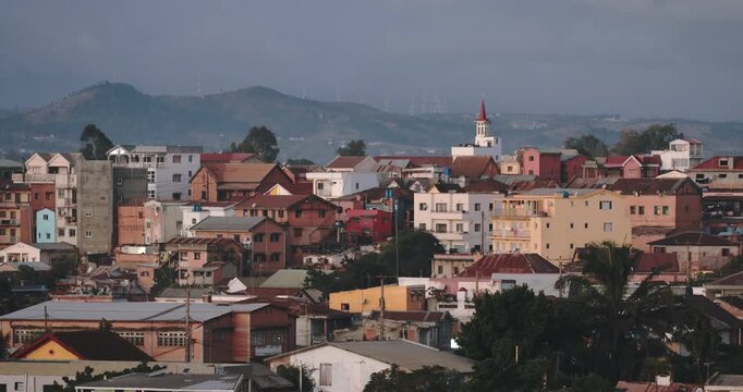 Panorama Of Residential Buildings In Antananarivo In The Evening, Madagascar