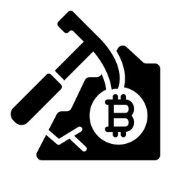 Mining of bitcoin icon.