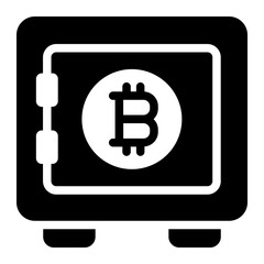 Bitcoin safe deposit icon for secure storage.