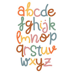 Brush Strokes Alphabet Set Vector Design.