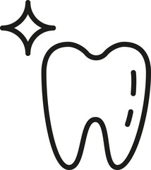 Tooth icon. Hygiene symbol. Linear style.
