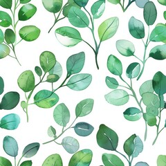 Leafy foliage seamless digital paper pattern in watercolor