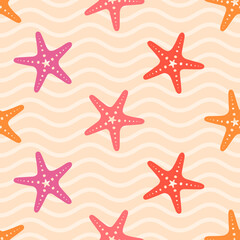 seamless seamless sea star, starfish pattern and background vector illustration