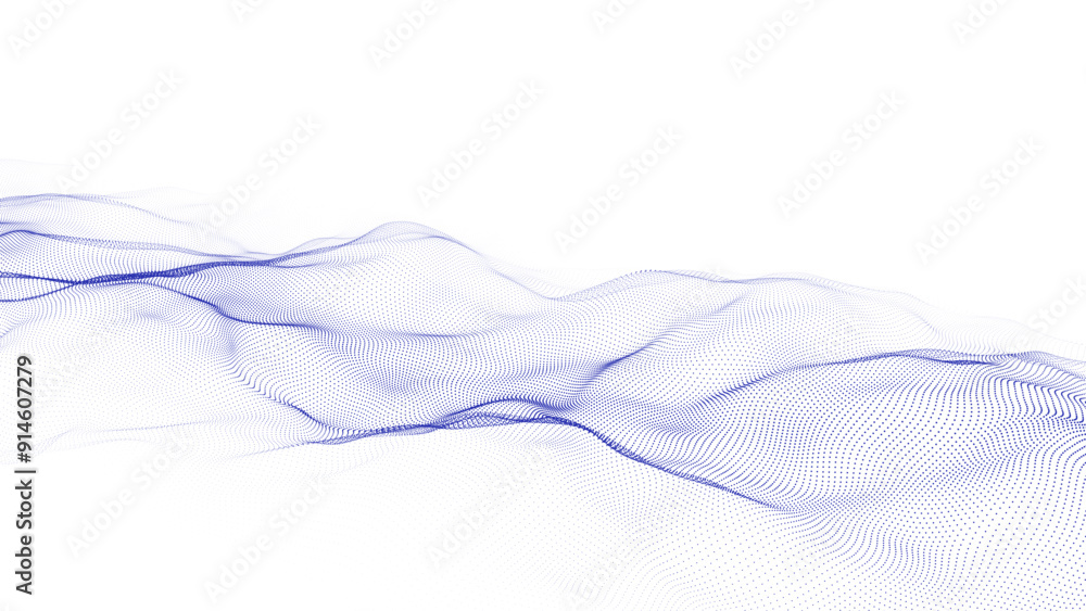 Aufkleber futuristic moving blue wave. digital background with moving particles. big data visualization. vecto