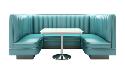 Corner booth diner seating on transparent background 