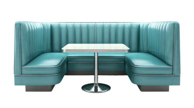 Corner booth diner seating on transparent background - Powered by Adobe