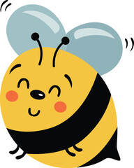 Cute happy bee isolated on white