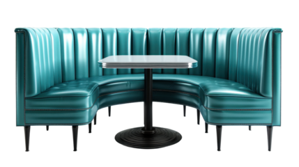 Corner booth diner seating on transparent background